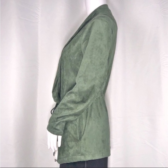 Blank NYC Sage Vegan Suedes Waterfall Lapel Drawstring Front Closure Jacket SzS - Picture 4 of 16